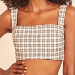 Reformation Alexia black and White Fitted Crop Tank Top size 12 NWT